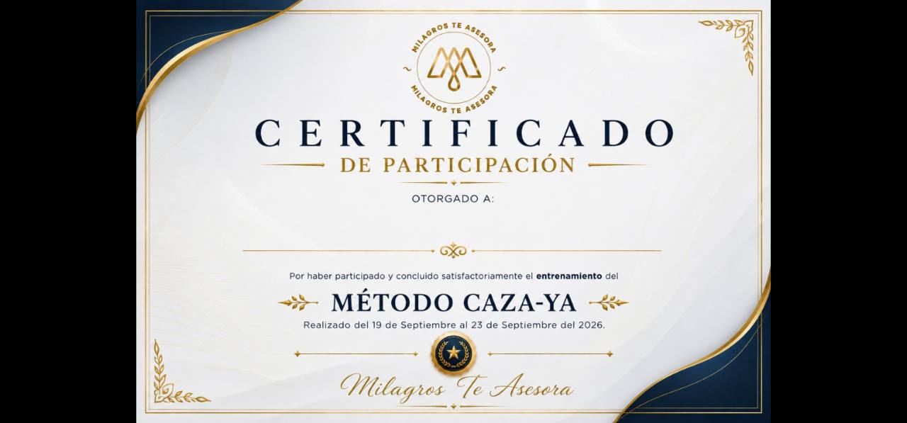 Certificado de participación de la campaña Método Caza-Ya, del 19 al 23 de septiembre de 2026